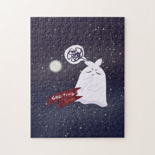 Funny Halloween Humor Overthinking Ghost Jigsaw Puzzle
