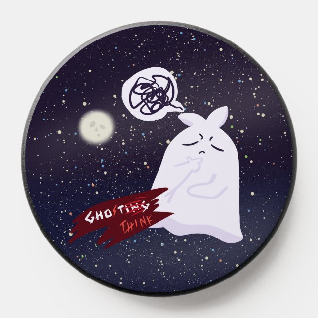 Funny Halloween Humor Overthinking Ghost PopSocket (Popsocket)