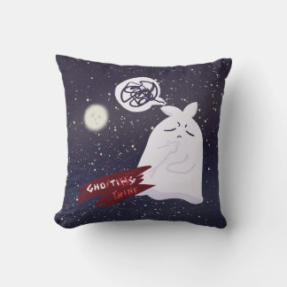 Funny Halloween Humor Overthinking Ghost Throw Pillow