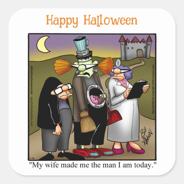 Funny Halloween Humor Square Stickers  (Front)