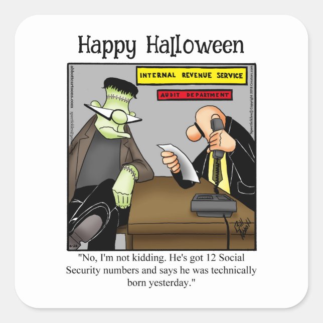 Funny Halloween Humor Square Stickers (Front)