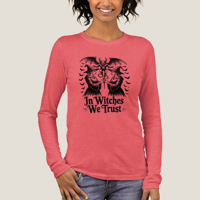 Funny Halloween IN WITCHES WE TRUST Tri-Blend Shirt (Front)