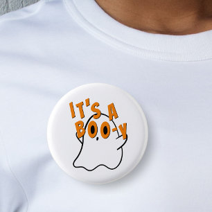 Funny Halloween It's A Boy Ghost Baby Gender Button