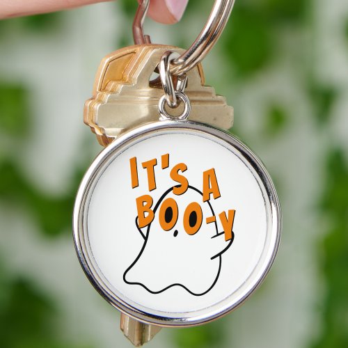 Funny Halloween Its A Boy Ghost Baby Gender Keychain