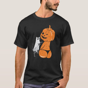 Funny Halloween Jack-O-Lantern Pumpkin in Bikini & T-Shirt