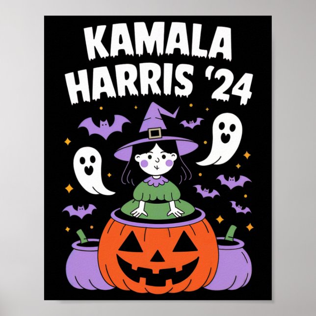 Funny Halloween Kamala Harris Pumpkin 2024  Poster (Front)