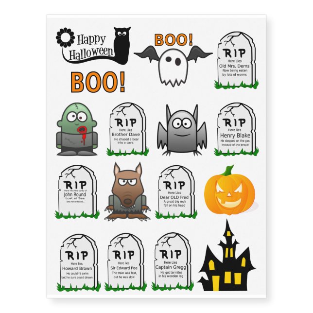 Funny Halloween Kids 2 Temporary Tattoos (Front)