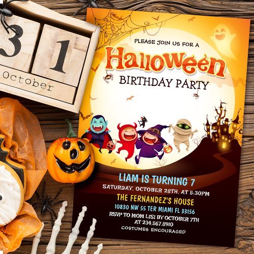 Funny Halloween Kids Birthday Costume Party Invitation
