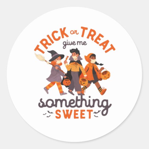 Funny Halloween Kids Going Trick or Treat Classic Round Sticker