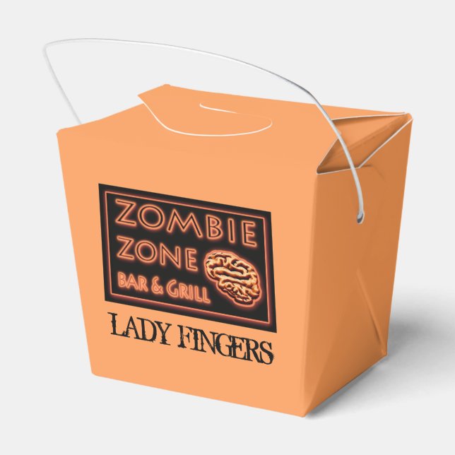 Funny Halloween Lady Fingers Zombie Food Takeout Favor Boxes (Back Side)