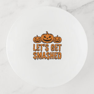 Funny Halloween Let’s Get Smashed Pumpkin Trinket Tray