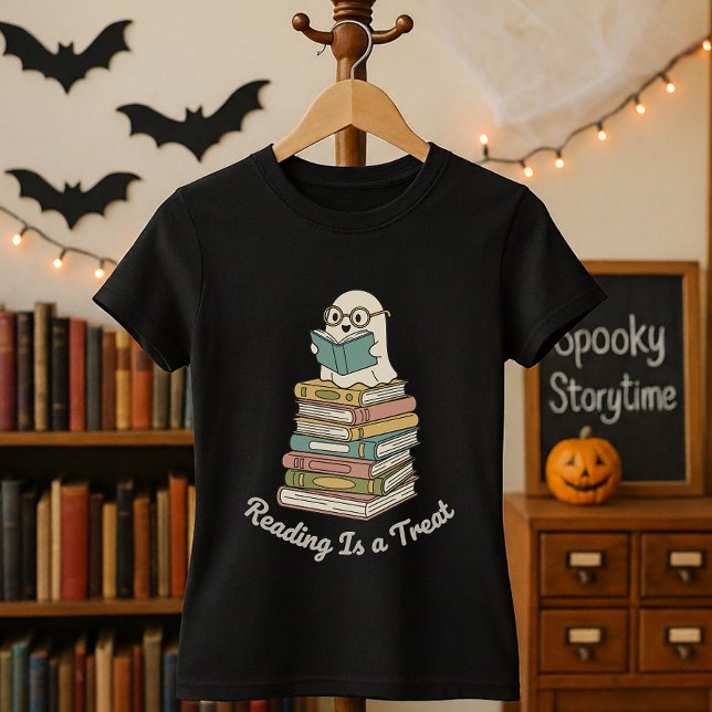 Funny Halloween Librarian Reading Is A Treat T-Shirt (Creator Uploaded)