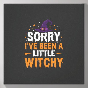 Funny Halloween Little Witchy Quote Design Canvas Photo Tile