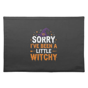 Funny Halloween Little Witchy Quote Design Cloth Placemat