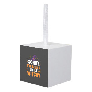 Funny Halloween Little Witchy Quote Design Cube Ornament