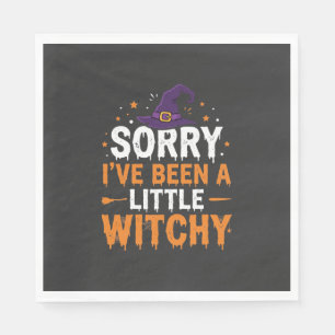 Funny Halloween Little Witchy Quote Design Napkins