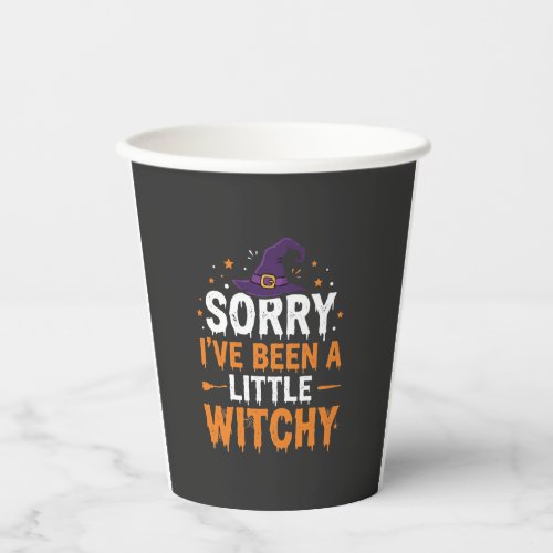 Funny Halloween Little Witchy Quote Design Paper Cups