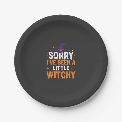 Funny Halloween Little Witchy Quote Design Paper Plates