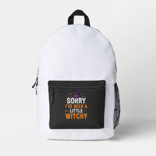Funny Halloween Little Witchy Quote Design Printed Backpack