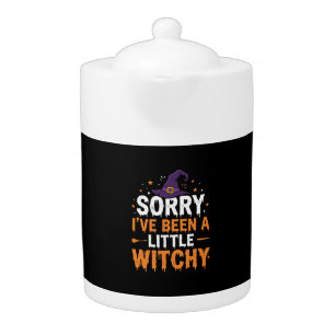 Funny Halloween Little Witchy Quote Design Teapot