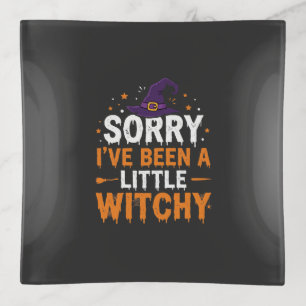 Funny Halloween Little Witchy Quote Design Trinket Tray