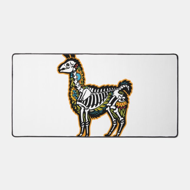 Funny Halloween Llama Skeleton Graphic - Desk Mat (Front)