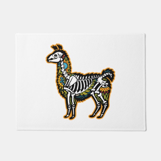 Funny Halloween Llama Skeleton Graphic - Doormat (Front)