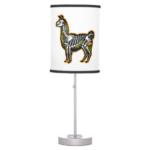 Funny Halloween Llama Skeleton Graphic - Table Lamp