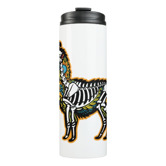 Funny Halloween Llama Skeleton Graphic - Thermal Tumbler (Front)