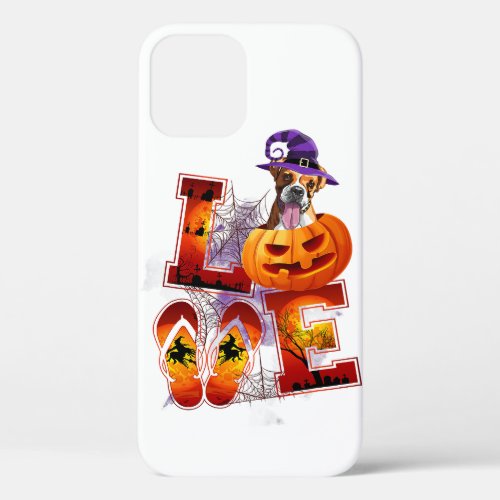 Funny Halloween Love Boxer Dog Pumpkin Pet Lover iPhone 12 Case