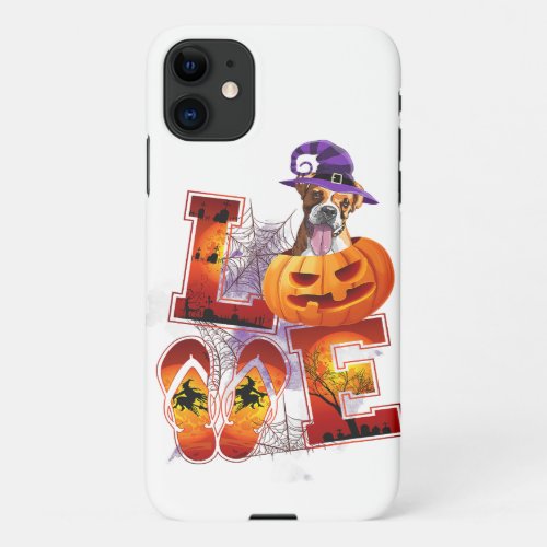 Funny Halloween Love Boxer Dog Pumpkin Pet Lover iPhone 11 Case