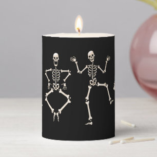 Funny Halloween Lover Dance with the Skeleton Pillar Candle