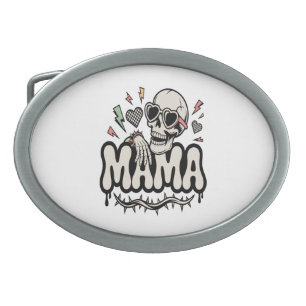 Funny Halloween Mama Cool Skull Belt Buckle
