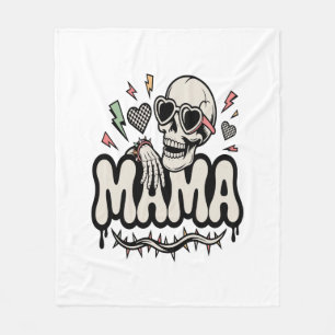 Funny Halloween Mama Cool Skull Fleece Blanket