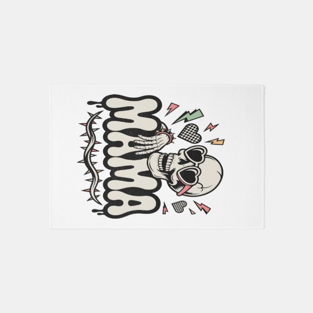 Funny Halloween Mama Cool Skull Rug (Front)