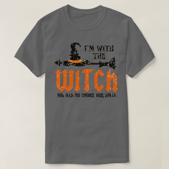 Funny Halloween Matching Couples Costume Im With T T-Shirt (Design Front)