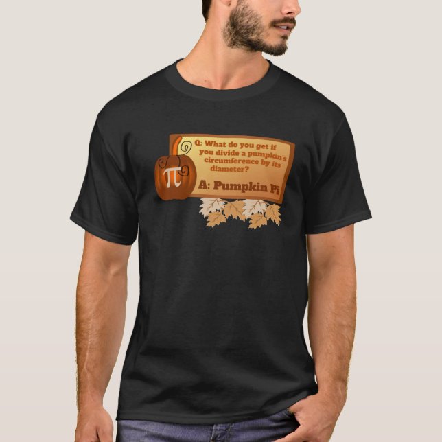 Funny Halloween Math Teacher Problem Pumpkin Pi T-Shirt (Front)