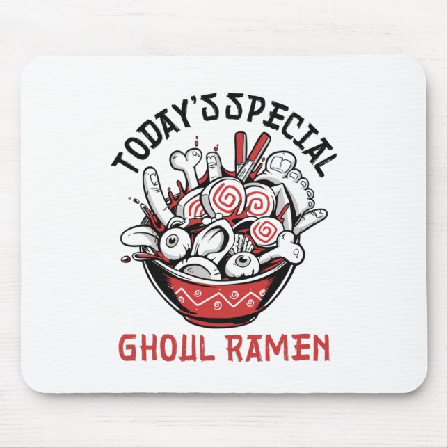 Funny Halloween Menu Ghoul Ramen Mouse Pad (Front)