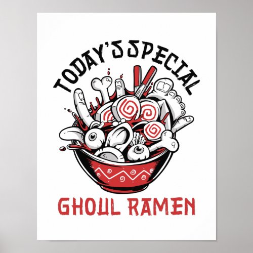 Funny Halloween Menu Ghoul Ramen Poster