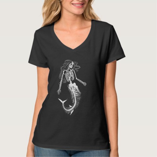 Funny Halloween Mermaid Skeleton  Cool Scary Diy C T_Shirt