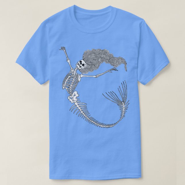 Funny Halloween Mermaid Skeleton Cool T-Shirt (Design Front)