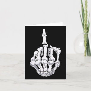 Funny Halloween Middle Finger Skeleton Hand Skull Card