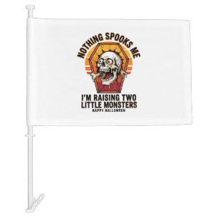 Funny Halloween Mom Shirt for Parents of Two Wild Car Flag