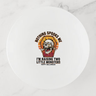 Funny Halloween Mom Shirt for Parents of Two Wild  Trinket Tray