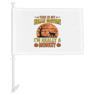 Funny Halloween Monkey Human Costume Shirt Design_ Car Flag