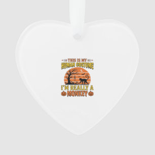 Funny Halloween Monkey Human Costume Shirt Design_ Ornament