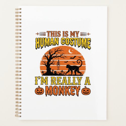 Funny Halloween Monkey Human Costume Shirt Design_ Planner
