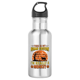 Funny Halloween Monkey Human Costume Shirt Design_ Stainless Steel Water Bottle