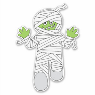 Funny Halloween Mummy Boy Party Favor Sticker