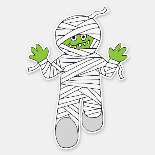 Funny Halloween Mummy Boy Party Favor Sticker